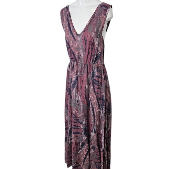 Vanessa Alexandra Italy 100% Linen V-Neck Printed Maxi Dress, Boho, Size Medium - Picture 6 of 7